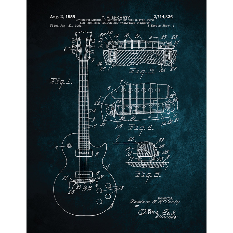 Tableau Blueprint Guitare 30 X 40 - BeMyWall