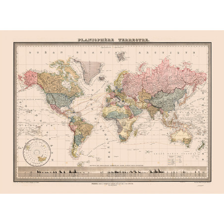 Tableau Carte du Monde Vintage - BeMyWall